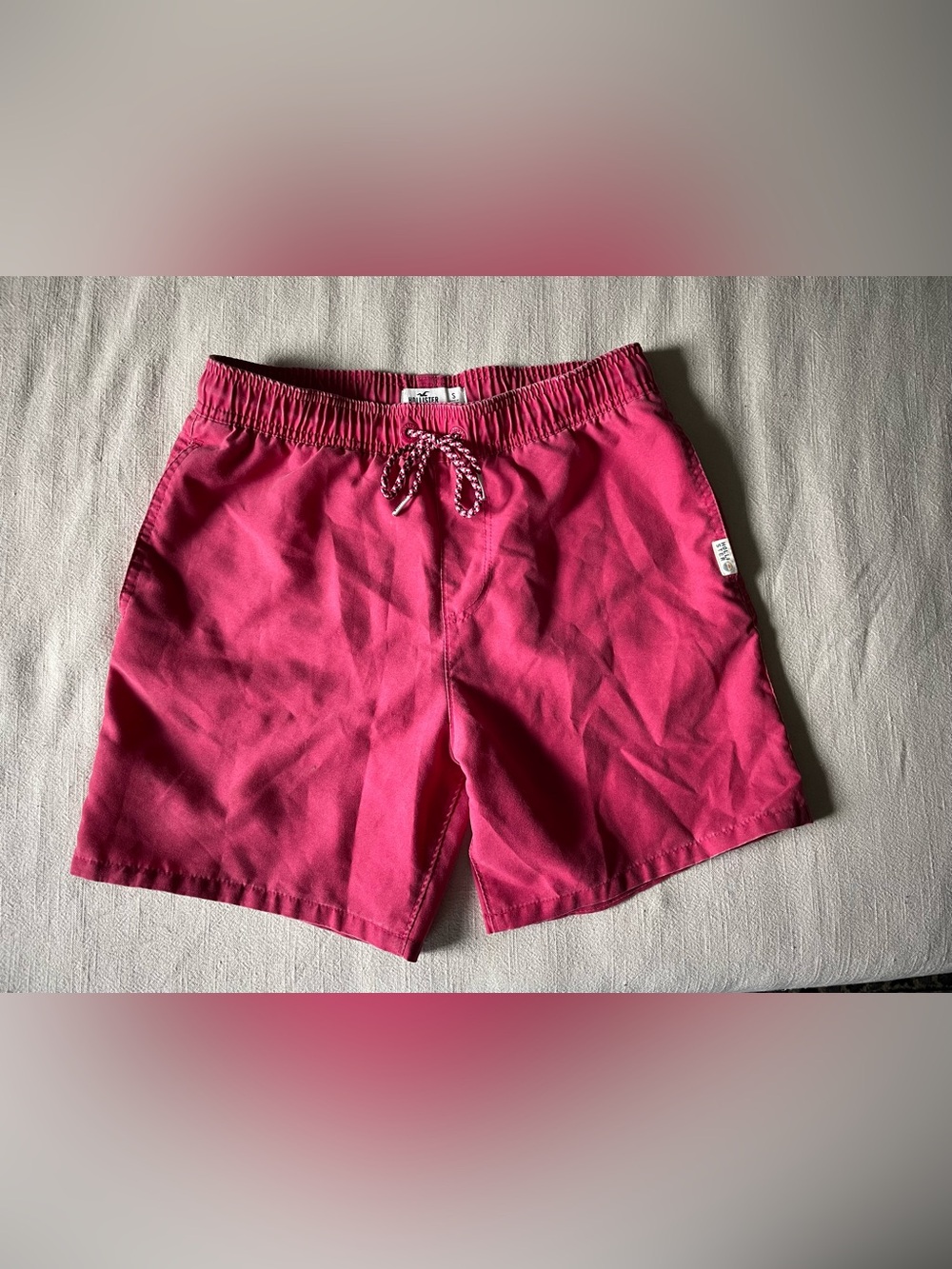 Hollister Hot Pink Elastic Waist Swim Trunks